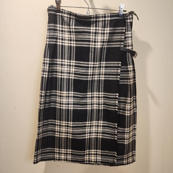ASTON Vintage 100% Pure Wool Plaid Wrap skirt size 12 - Picture 1 of 10
